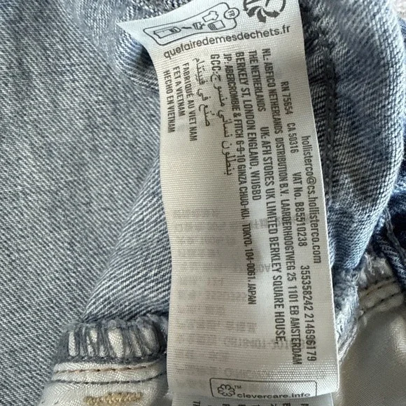 Hollister Embroidered Lowrise Baggy Jeans Raw Hem 12 L Festival Y2K Casual Boho - Picture 6 of 11